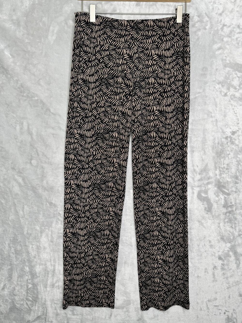 Clara Sunwoo Pants Womens Medium Black Beige Geometric Ankle Stretch Pull On